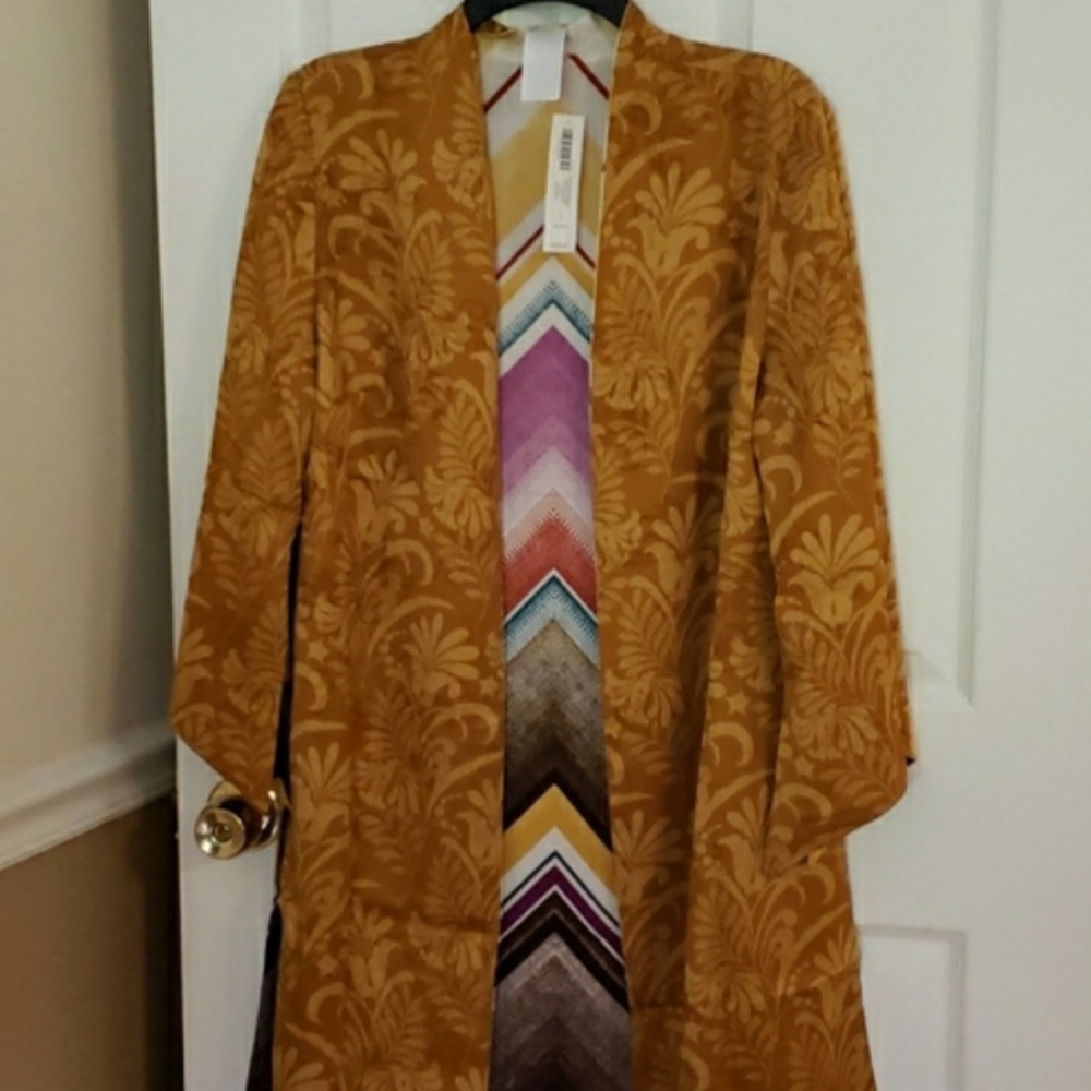 NWTChicos REVERSIBLE Kimono BoHo Shadows 3/4 Sleeve Jacket Chico  size 1.(8-10)